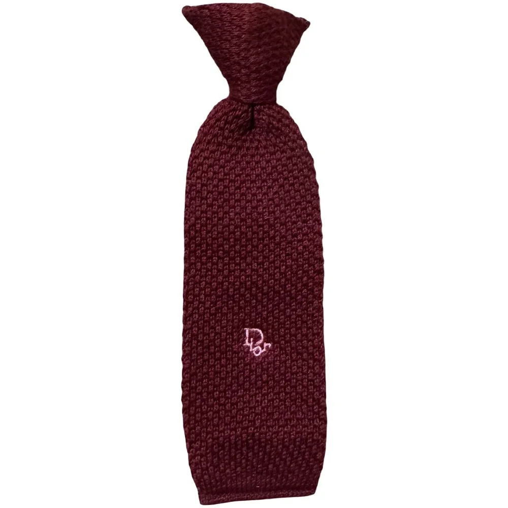 Christian Dior Toddler‎ Clip-On Tie Burgundy / Deep Rust 100% Cotton Knit USA